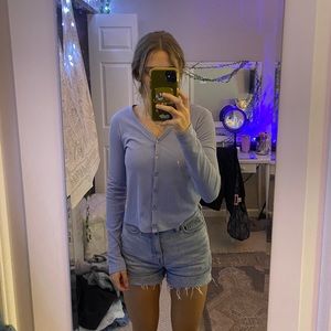 long sleeve light blue top